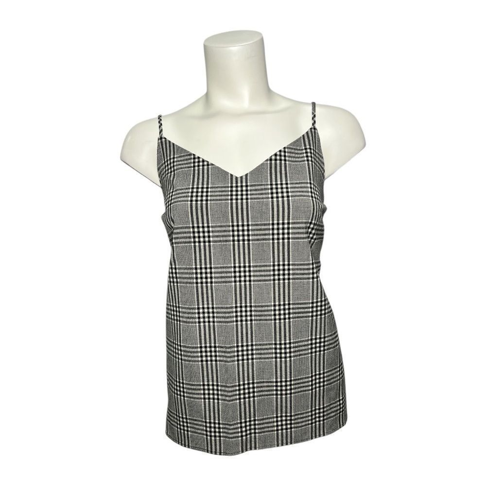 Banana Republic Black White Plaid Spaghetti‎ Strap Tank Top sz Medium